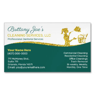 Janitorial Custodial Essential Worker Magnetic Business Card