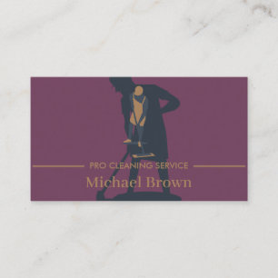 Janitorial Housekeeping Cleaning Pro Men purple Business Card