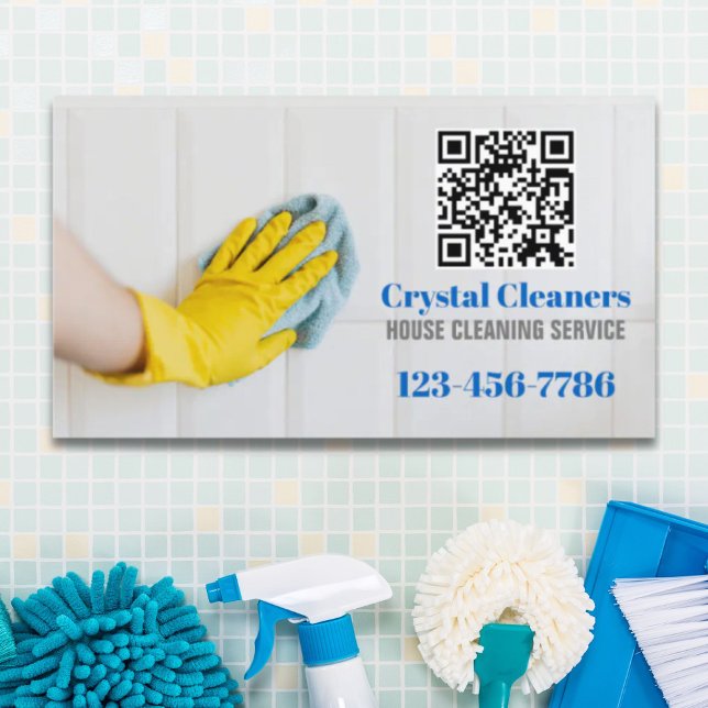Janitorial Housekeeping Cleaning Services QR Code Business Card (Janitorial Housekeeping Cleaning Services QR Code Business Card)