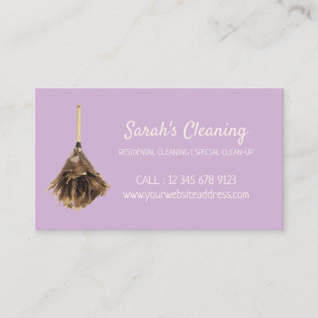 Janitorial maid House Cleaning Marketing Business Card (Front)