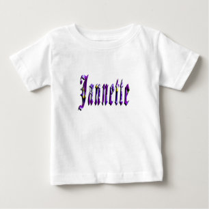 "Jannette" Girls Name Logo In Floral Purple, Baby T-Shirt