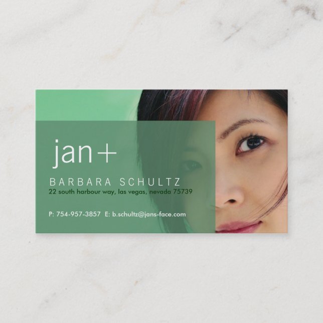 Jan's Face [green] Business Cards (Front)