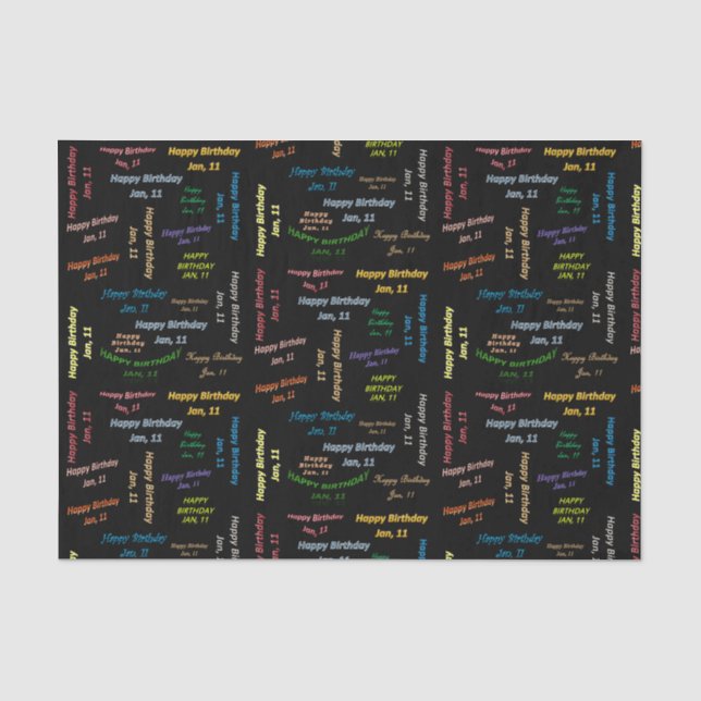 January, 11 Birthday Tissue Paper (Front)