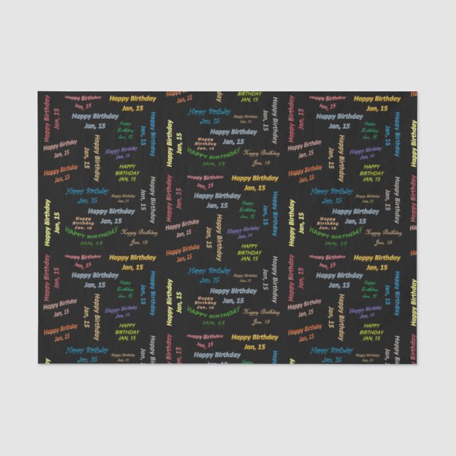 January, 15 Birthday Tissue Paper (Front)