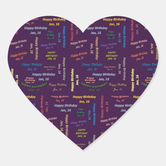 January, 16 Birthday Sticker (Front)