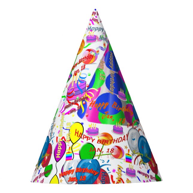 January, 18 Party Birthday Hat, Birthday Hat (Front)