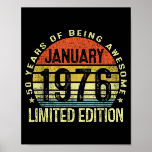 January 1976 50th Birthday Gifts For Men Women 50 Poster