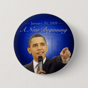 January 20: A New Beginning Obama Button