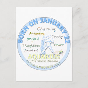 January 22nd Birthday - Aquarius Postcard