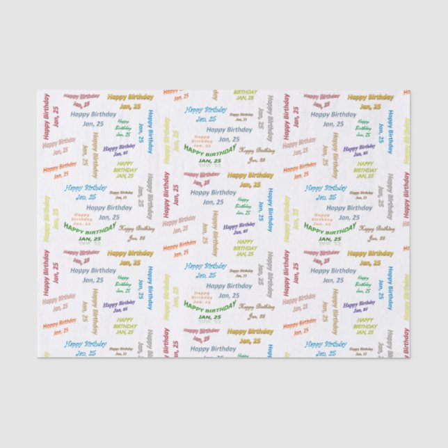 January, 25 Birthday Tissue Paper (Front)