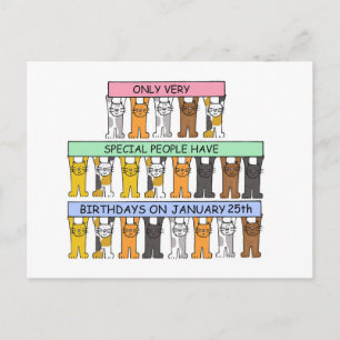 January 25th Birthday Cute Cartoon Cats Postcard