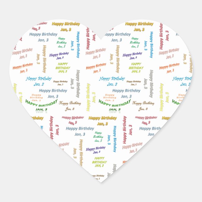 January, 3 Birthday Sticker (Front)