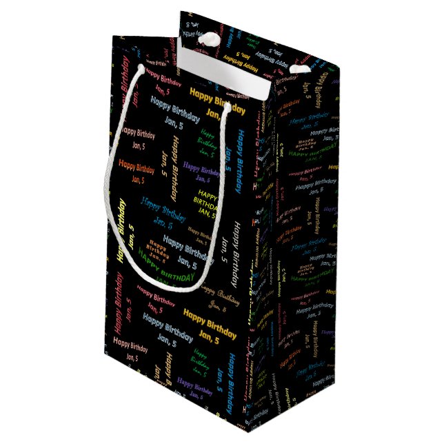 January, 5 Birthday Gift Bag (Back Angled)