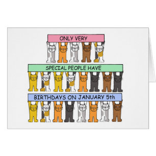 January 5th Birthday Cute Cartoon Cats