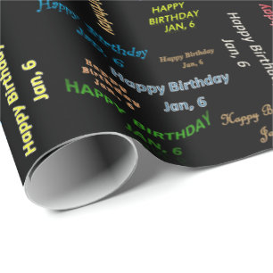 January, 6 Birthday Gift Wrapping Paper