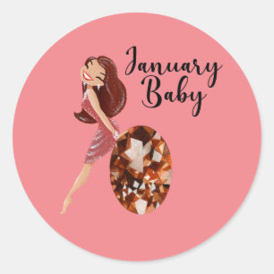 January Baby Classic Round Sticker