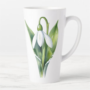 January birth flower gift White snowdrop flower Latte Mug