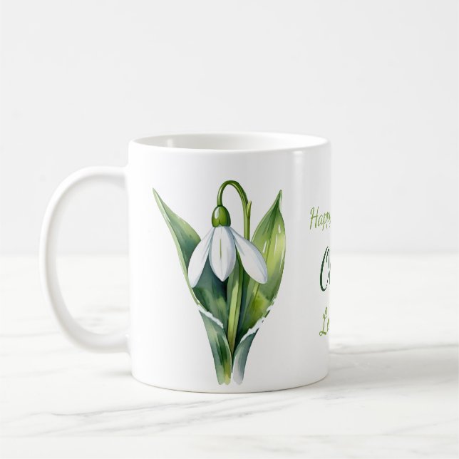 January birth flower gifts White snowdrop flower Coffee Mug (Left)