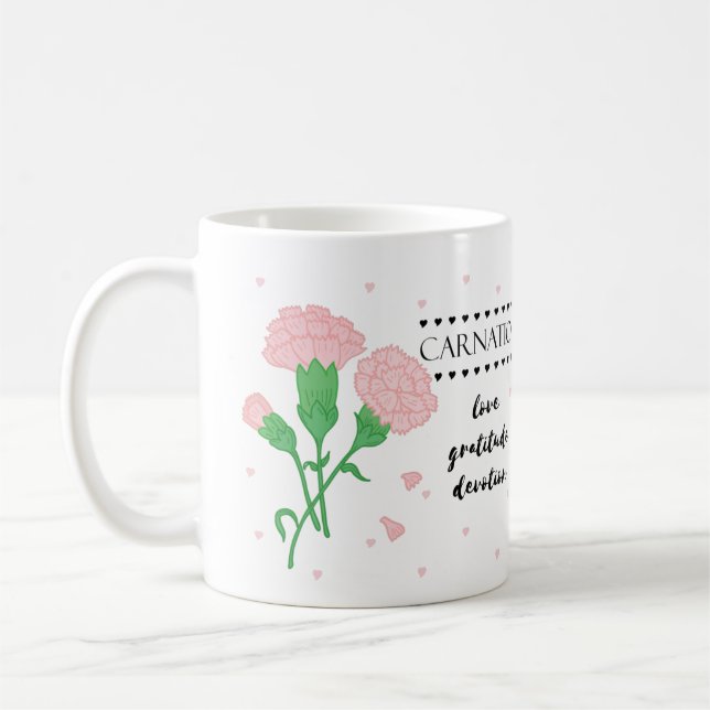 January Birth Flower Mug with Flower Meanings  (Left)