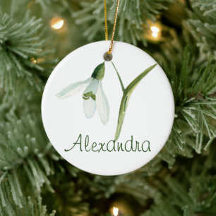JANUARY Birth Flower Snowdrop Birthday Floral Name Ceramic Ornament