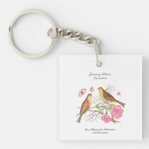 January Birth Month Flower  Birthday Gift      Key Ring