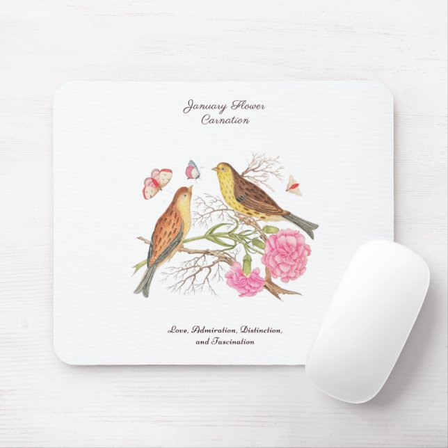 January Birth Month Flower  Birthday Gift      Mouse Pad (With Mouse)