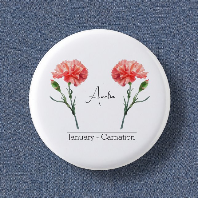 January Birth Month Flower Carnation 3 Cm Round Badge (Creator Uploaded)