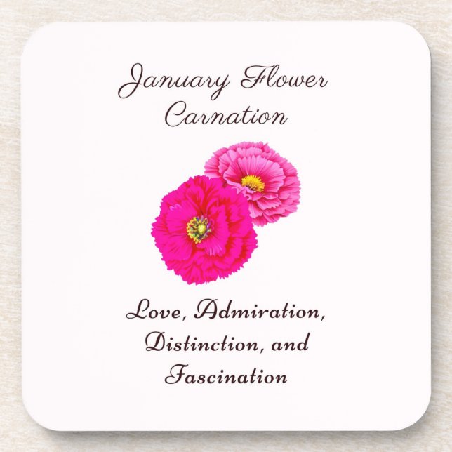January Birth Month Flower Carnation Elegant Flora Coaster (Front)