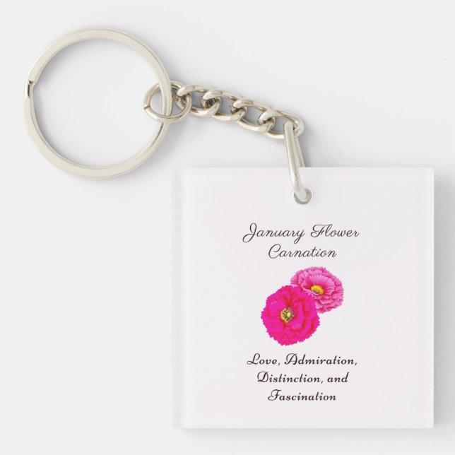 January Birth Month Flower Carnation Elegant Flora Key Ring (Front)