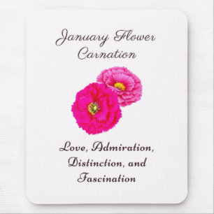 January Birth Month Flower Carnation Elegant Flora Mouse Pad