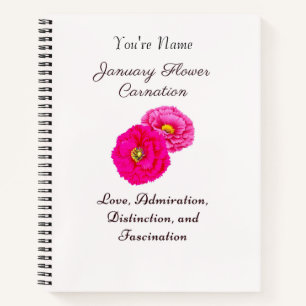 January Birth Month Flower Carnation Elegant Flora Notebook