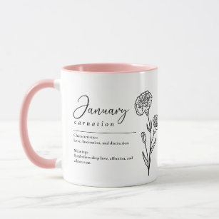 January Birth Month Flower Carnation Minimalist Mug