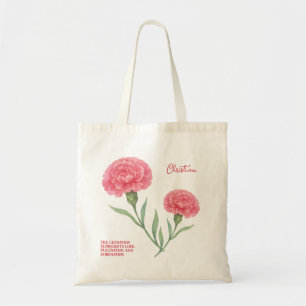 January Birth Month Flower Customisable Name Gift Tote Bag