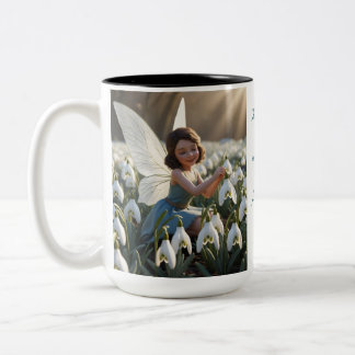 January Birth Month - Snowdrop Flower Fairy - Two-Tone Coffee Mug