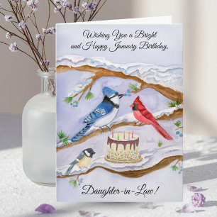 January Birthday Backyard Birds Daughter-in-Law Card