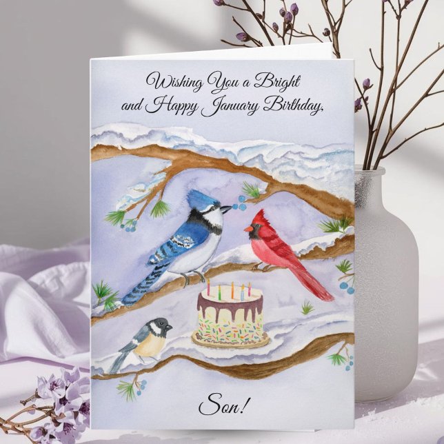January Birthday Backyard Birds Son Card (Creator Uploaded)