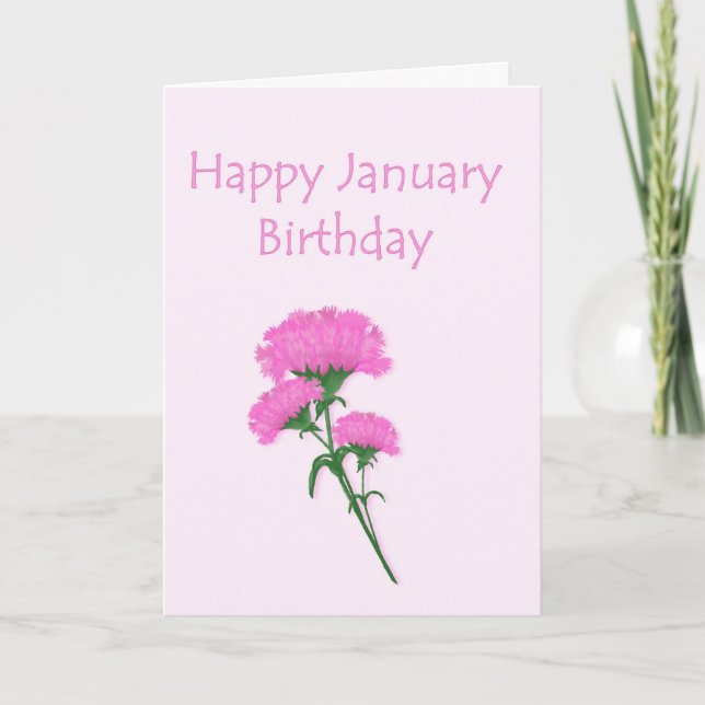 January Birthday Carnations Card (Front)