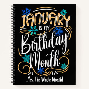 January Birthday Month, Whole Month, Bday Party Notebook