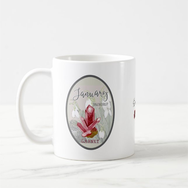 January Birthstone and Flower Coffee Mug (Left)