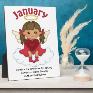 January Birthstone Angel Brunette Plaque