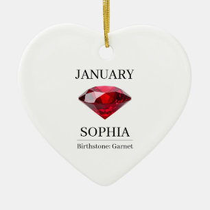 January Birthstone Birthday Name Garnet Ceramic Ornament