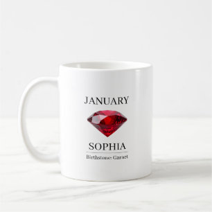 January Birthstone Birthday Name Garnet Coffee Mug