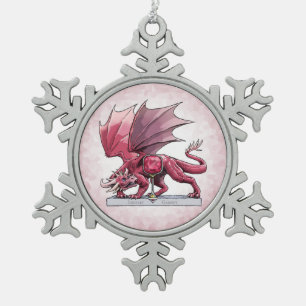 January Birthstone Dragon - Garnet Snowflake Pewter Christmas Ornament