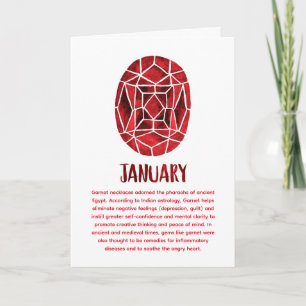 January Birthstone Garnet Birthday Watercolor Card