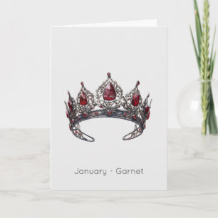 January Birthstone Garnet Crown Birthday Card