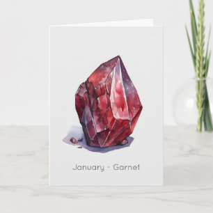 January Birthstone Garnet Happy Birthday Card