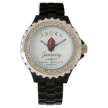 January Birthstone Watch – Garnet Crystal Design f