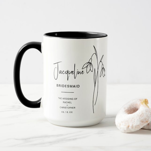 January Bridesmaid | Snow Drop Birth Flower Mug (With Donut)