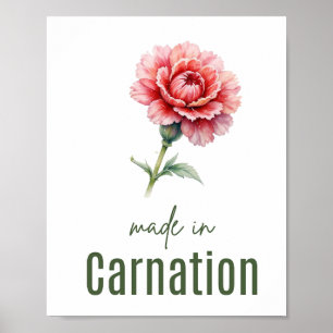 January Carnation Birth Flower Wall Art Watercolor