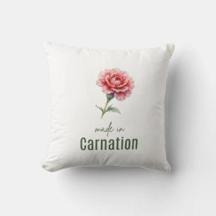 January Carnation Birth FlowerPillow Watercolor Cushion